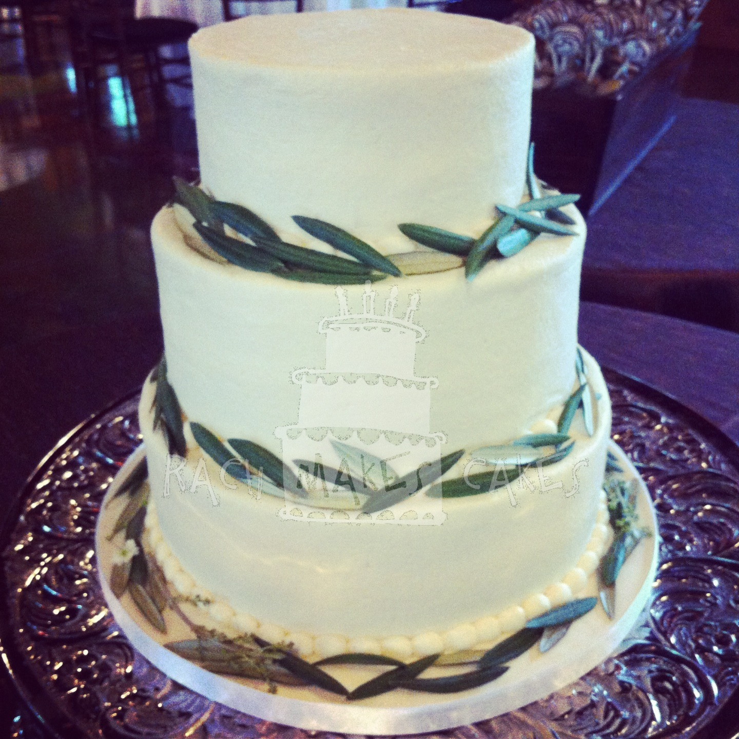 Simple Buttercream Wedding Cake with Olive Leaves — Rach ... - 1440 x 1440 jpeg 1538kB